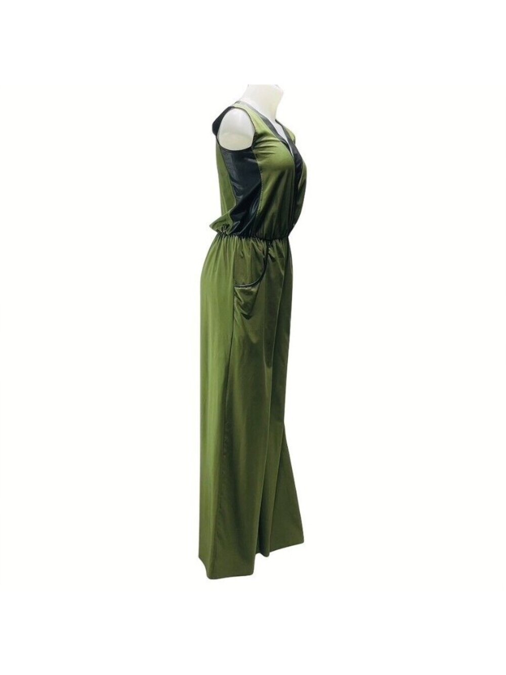 SAVANNAH RAE Sleeveless Olive & Black Jumpsuit With V-Neck - Picture 4 of 13